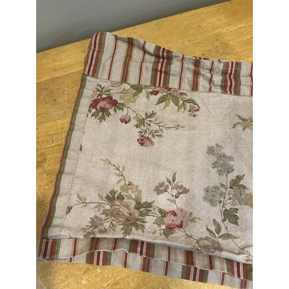 Vtg Ralph Lauren‎ Rose Floral Valance Cotton ROSE PINK Bluebells striped 60x15